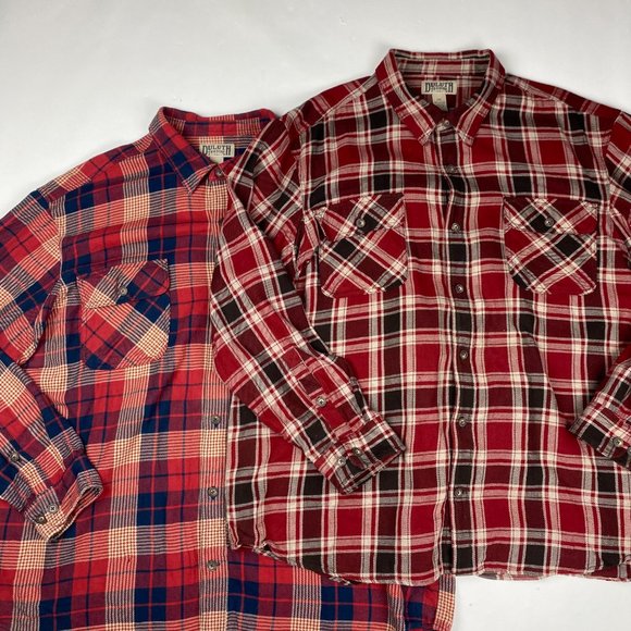 Duluth Trading Co Other - Lot of 2 Duluth Trading Co. Flannel Shirt Men's Size 3XL Red Plaid Check Tartan
